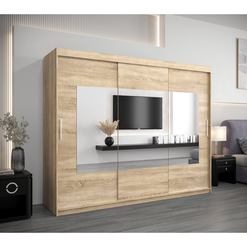 Arunima 3 Door Manufactured Wood Wardrobe, Sonoma Oak