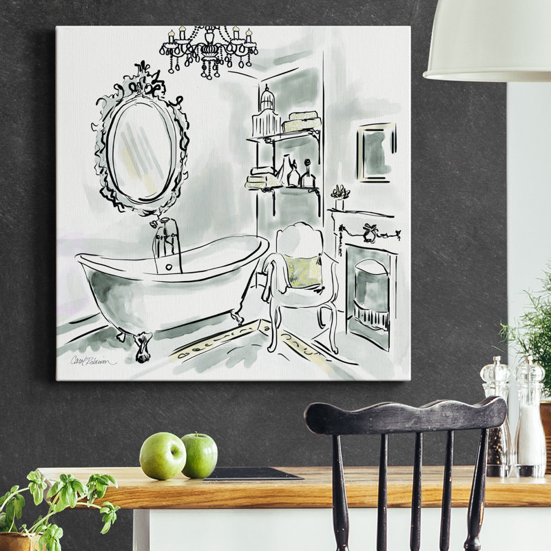 «Opulent Bath II», toile tendue avec châssis de qualité supérieure - prête à être accrochée, H 24 po x l 24 po x P 1 po