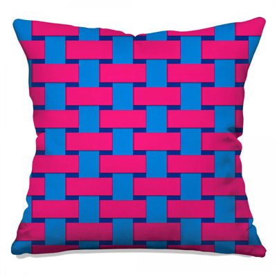 Pink Blue Weave Double Sided Throw Pillows