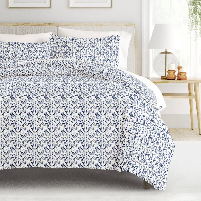 Becky Cameron™ Floral Duvet Cover, King Duvet Cover + 2 Shams, Navy