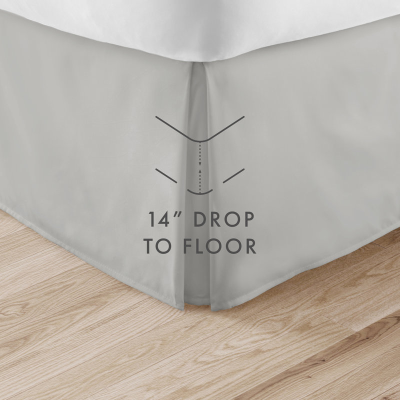 Light Gray Twin Cotton Polyester Pleated Bed Skirt