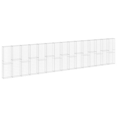 Vidaxl Gabion Basket With Lids, Galvanized Steel Gabion Wall, High Load Capacity, 354.3"X11.8"X78.7"