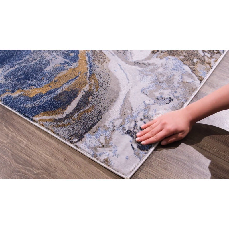 Blue and Gray Abstract 6' x 9' Area Rug