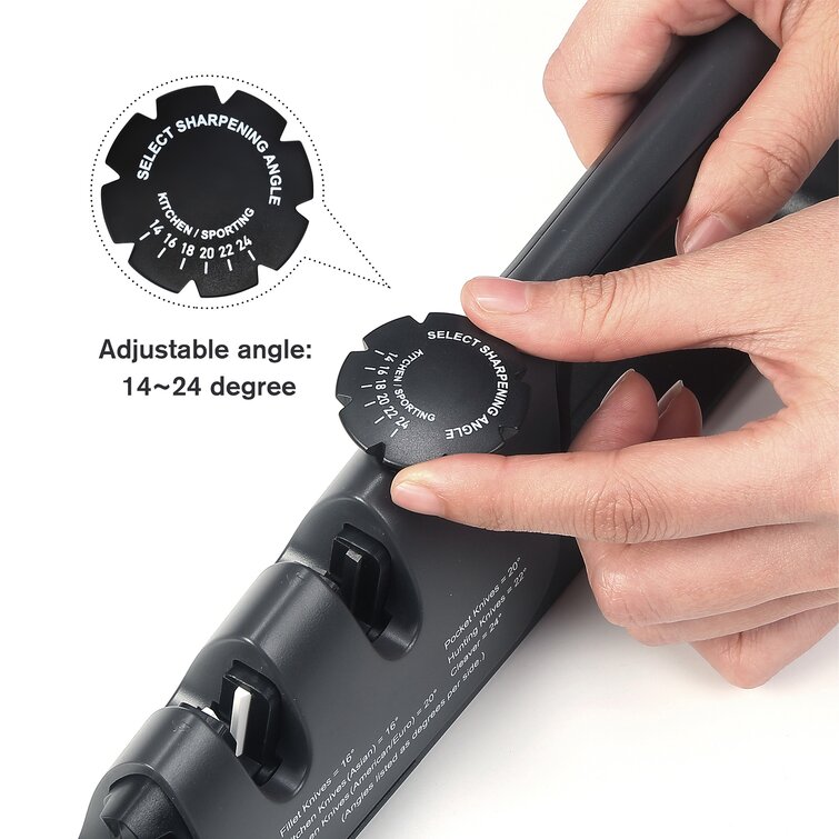 3-In-1 Handheld Knife Sharpener with Adjustable Angle Dial (14-24 degrees)