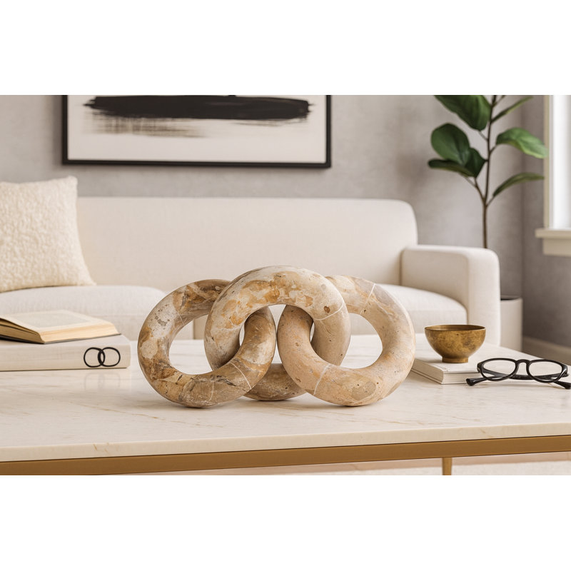 Anneau, objet décoratif en marbre, Beige