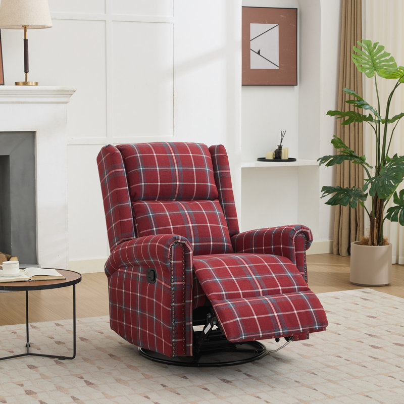 Fauteuil inclinable pivotant Jaq, Lin écossais rouge