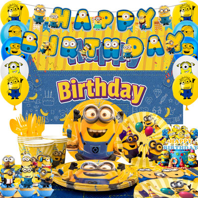 Minion Birthday Party Decorations, 98 Pcs Minion Party Supplies & Minion Party Tableware for Kids Set