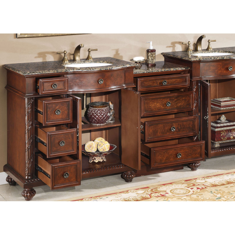 Meuble-lavabo double 90 po Akishia, Brun baltique