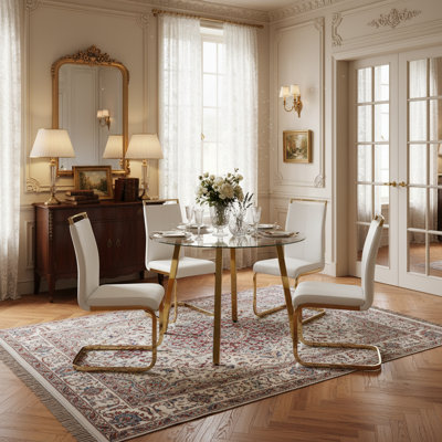 Lyndora 5 - Piece Round Glass Top Dining Set by Ivy Bronx
