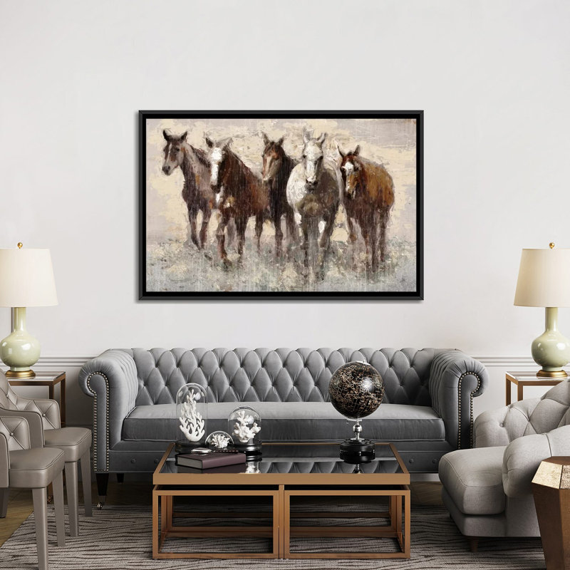 « harras », reproduction sur toile, H 18 po x l 26 po x P 1,5 po, Toile avec cadre flottant noir, Pas de tapis