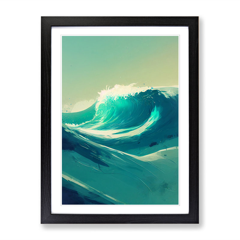 Wave Vol.2 - Single Picture Frame Painting, 34cm H x 25cm W x 2cm D, Walnut