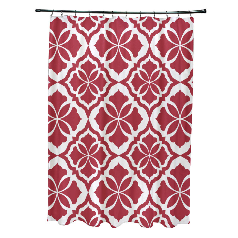 Rideau de douche simple floral Rosas, Rouge