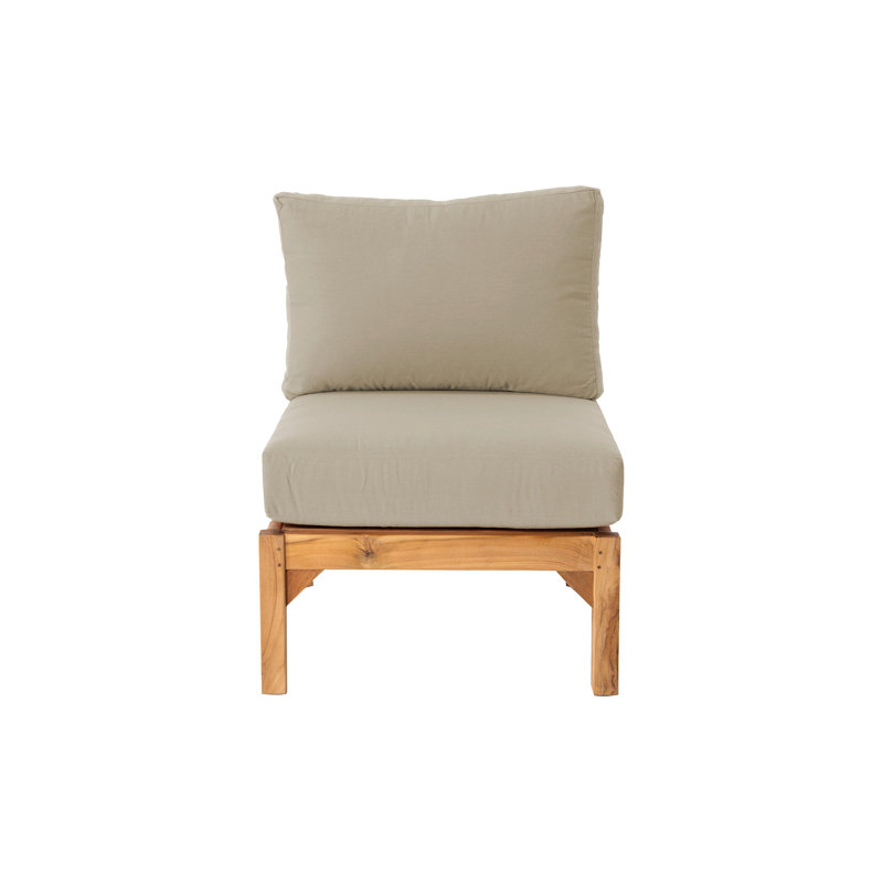 Fauteuil club d'extérieur en teck Huntington, Beige antique