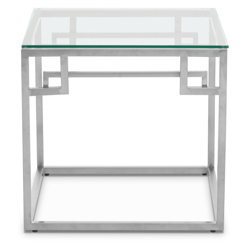 Allure Glass Top End Table, Silver