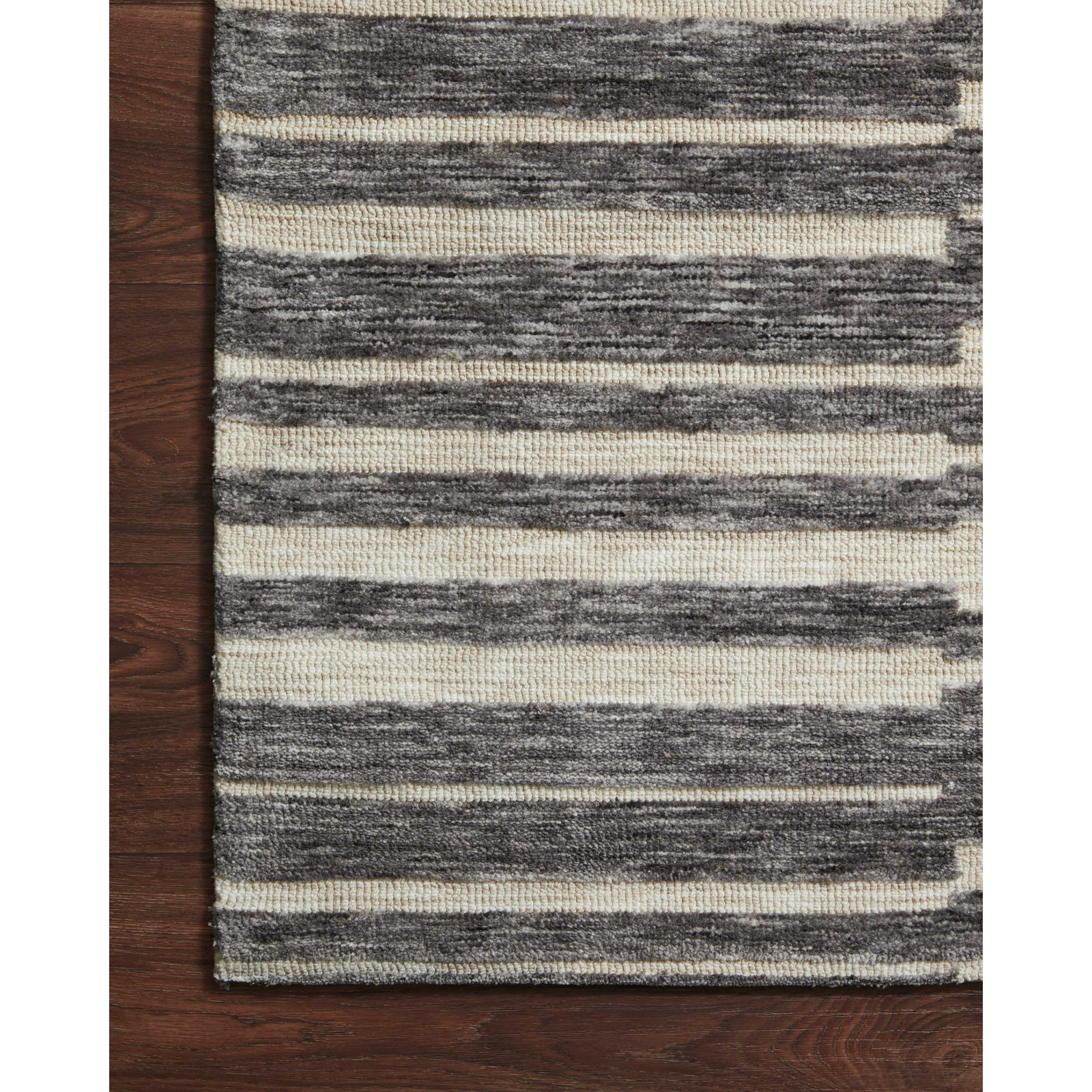 Gertie Natural Slate Striped Rug, Rectangle 5' x 7'6"