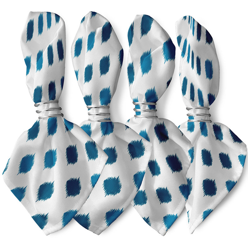 Lasasha Polyester Ikat Square Napkin, Teal