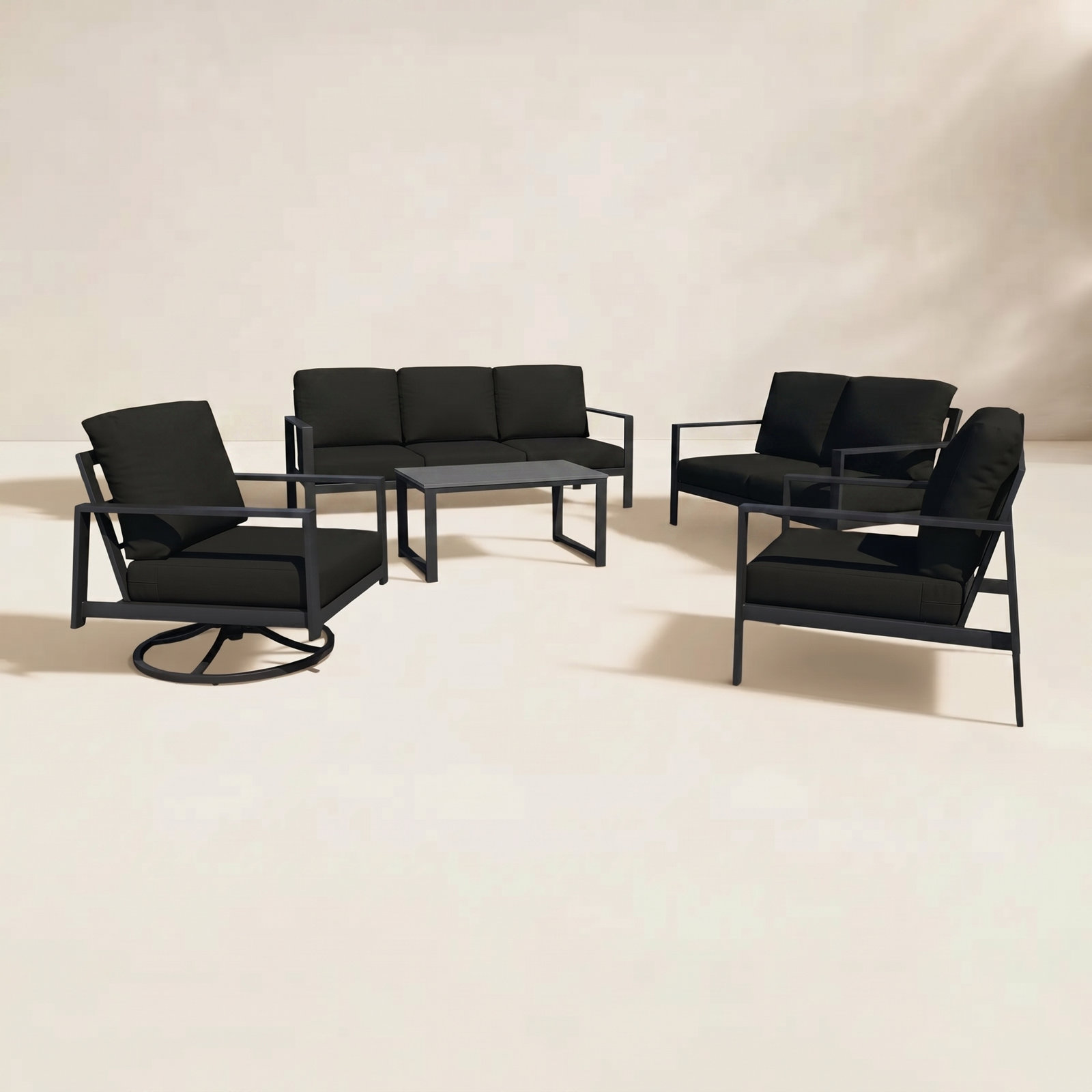 Townsend Sofa Seating Group with Sunbrella Cushions, Canvas Black Sunbrella® Canvas, Gray