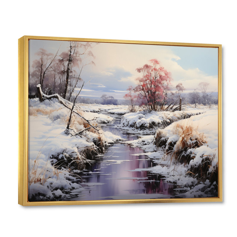 «Winter Reverie Landscape II - Landscape», reproduction sur toile, H 24 po x l 32 po x P 1 po, Cadre flottant doré