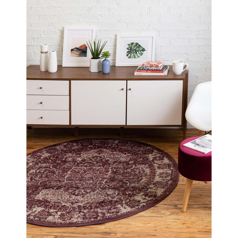 Tapis oriental mauve Alresford, Rond 3 pi 3 po