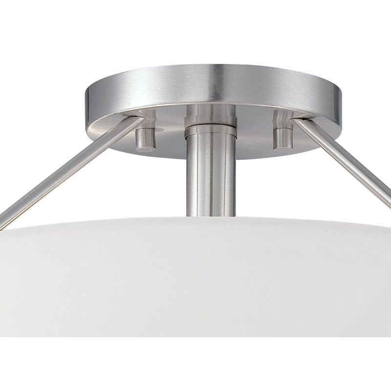 Hester Glass Semi Flush Mount, Satin Nickel