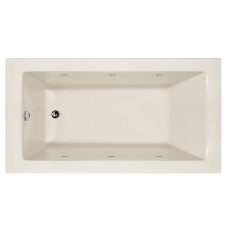 Sydney 60" x 30" Alcove Soaking Acrylic Bathtub, Biscuit, Left, Matte Black