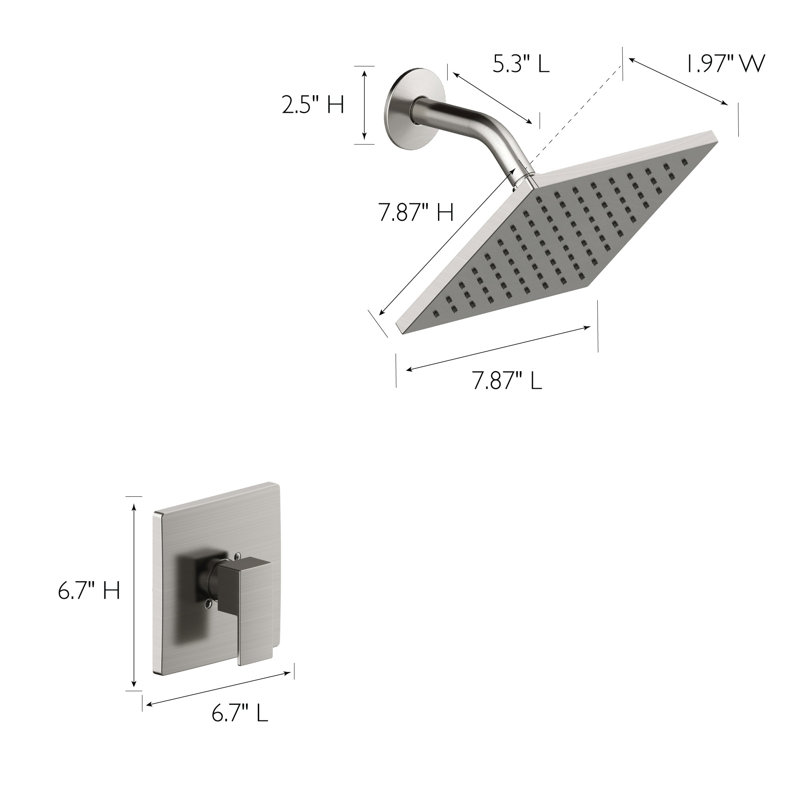 Robinet de douche Karsen II avec valve brute, Nickel satiné