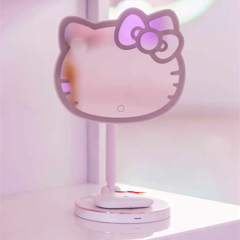 Hello Kitty Makeup Mirror Bundle with Adjustable LED Strip Light and Elegant Compact Pocket Beauty Mirror