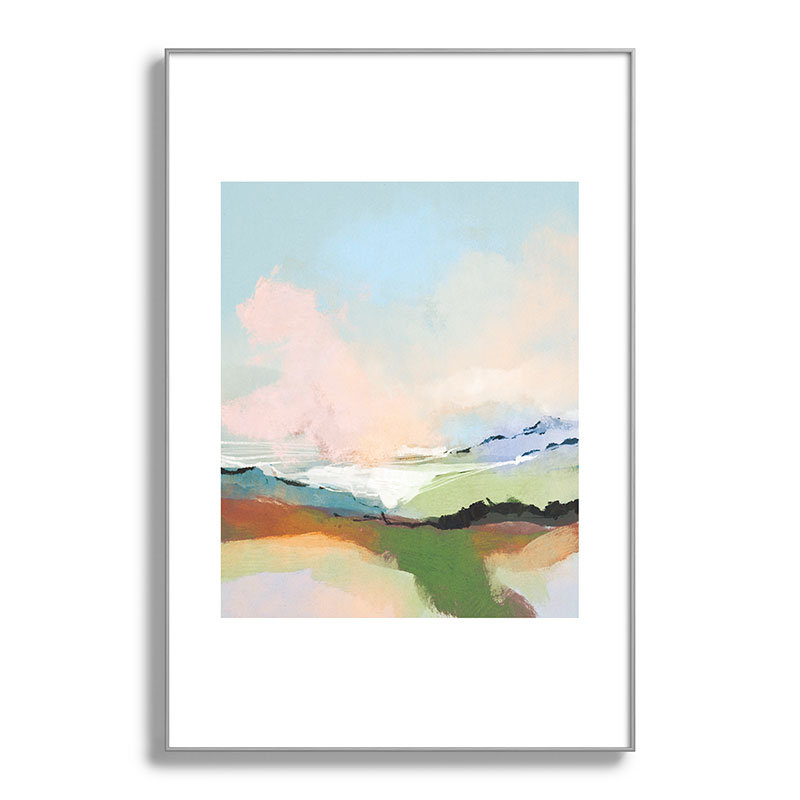 «Dan Hobjour Art Dream Landscape», reproduction d'art encadrée, Cadre métallique argenté, H 36 po x l 24 po x P 0,88 po