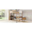 Lit mezzanine simple avec bureau, structure de lit mezzanine rembourrée avec échelle, barrières de sécurité, bois d'hévéa, tête / pied de lit en tissu molletonné