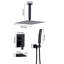 Système de douche moderne à fixation au plafond noir mat avec pomme de douche à haute pression, corps de valve à main, garniture brute et garniture inclus