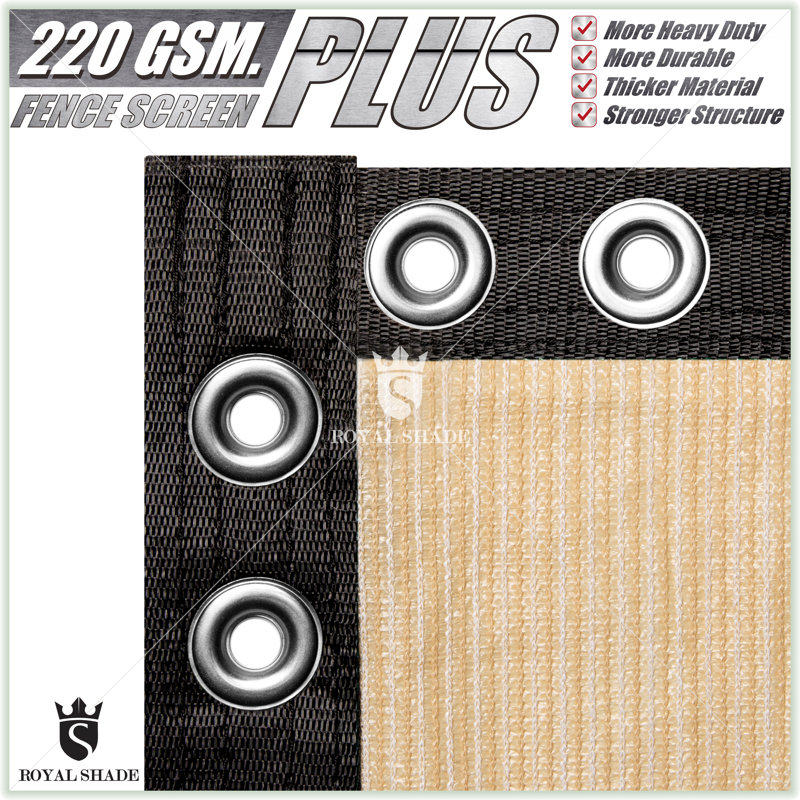 Royal Shade Heavy Duty PLUS Fence Privacy Screen Cover Windscreen with Brass Grommets, 57'' H x 600'' W x 1.2'' D, Beige