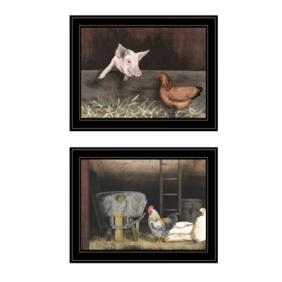 "Bacon & Eggs" 2-Piece Vignette By Billy Jacobs, Black Frame