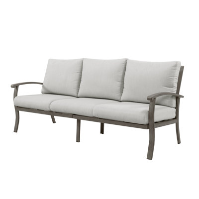 Nettleton Aluminum 3-Seat Outdoor Patio Sofa With Light Gray Cushions by Winston Porter