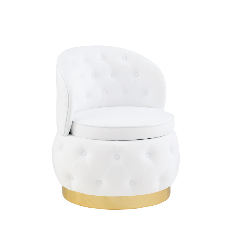 Fauteuil d'appoint pivotant à 360 degrés en velours blanc