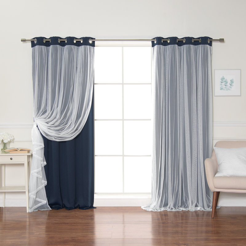 Rideau en polyester Allisin, Bleu marine