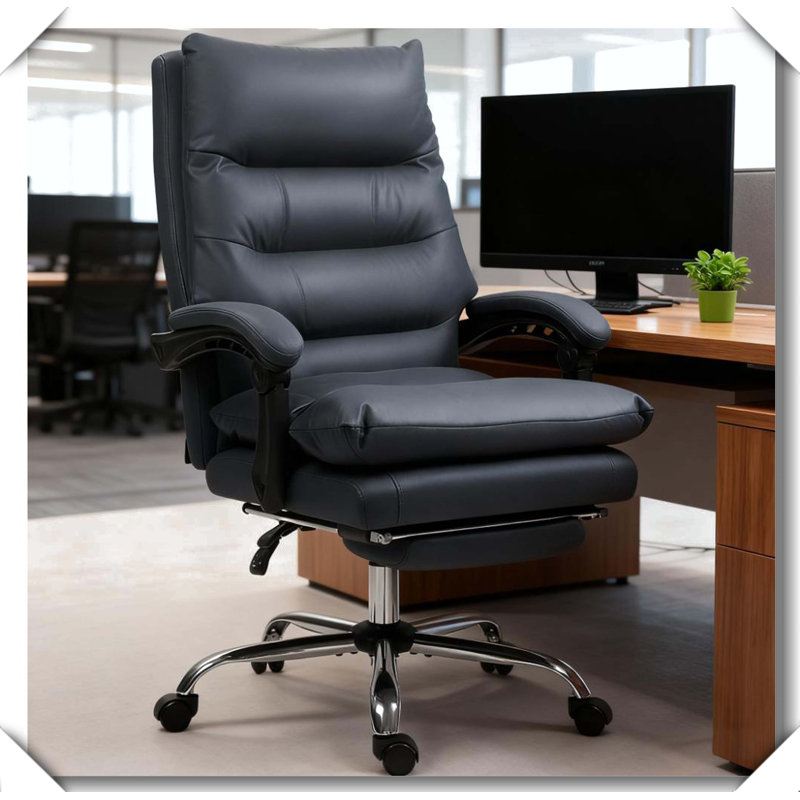 Microfibre Massage Office Chair Heated Reclining With Footrest, Dark Gray