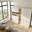 Lit simple escamotable avec garde-robe et tablettes de rangement pour économiser de l'espace-130417868