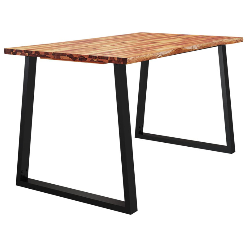 This dining table, with a solid acacia wood tabletop and stable U-shaped legs, makes a great addition to your dining room or kitchen.