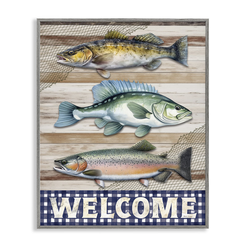 «Welcome with Rustic Fish», estampe numérique, conception par Nicole DeCamp, Estampe numérique Farmhouse, H 20 po x l 16 po