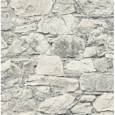 Seabrook Designs Greige Faux Stone Wall Unpasted Wallpaper