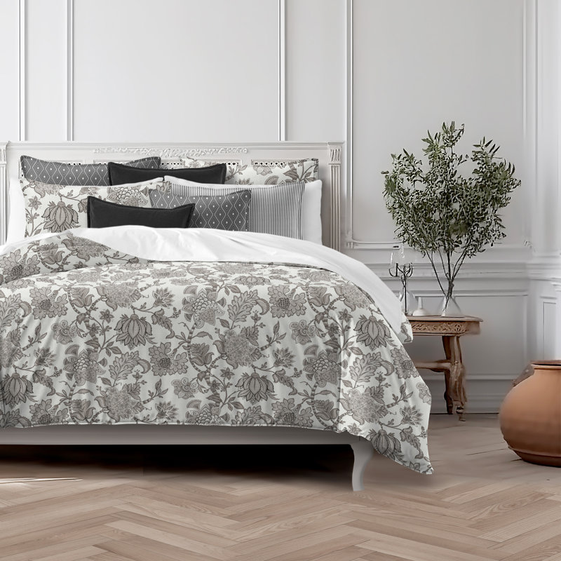 Bronte Ivory Cotton Duvet Cover Set, California King Duvet Cover + 7 Additional Pieces