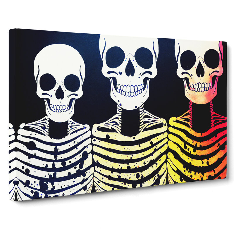 Three Skeletons Abstract - Wrapped Canvas, 50cm H x 76cm W x 3cm D