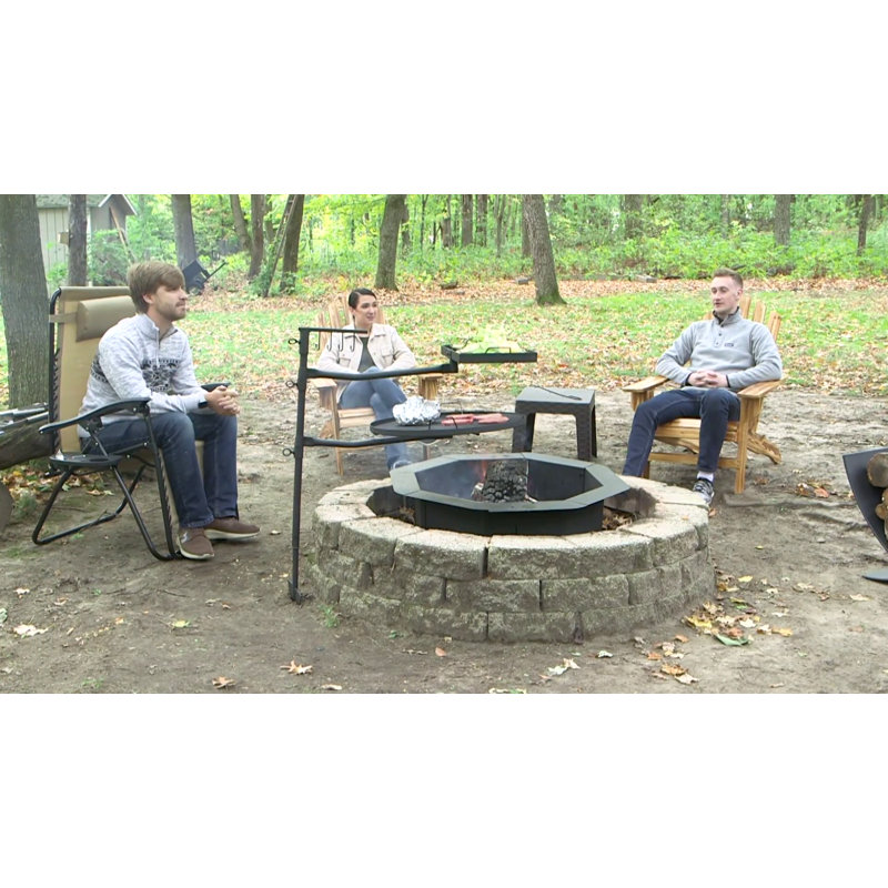 38" Black Steel Octagonal Wood-Burning Fire Pit Ring