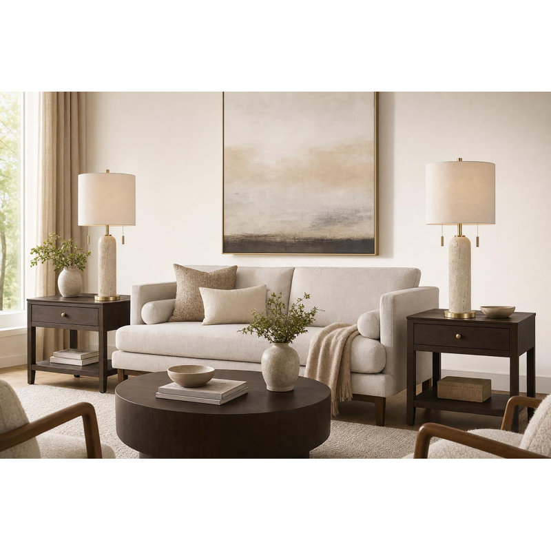 Lampe de table Travertine Elegance - Or doux - Ensemble de 2
