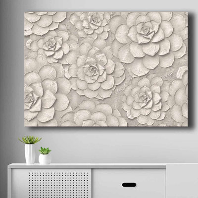 Élégante peinture sur toile décorative, 100% toile, 27,6 po x 39,4 po | Cadre durable en bois de pin à 100%, épaisseur: 0,87 po | Couleur beige, parfaite pour la décoration intérieure moderne, œuvre d'art élégante et sophistiquée