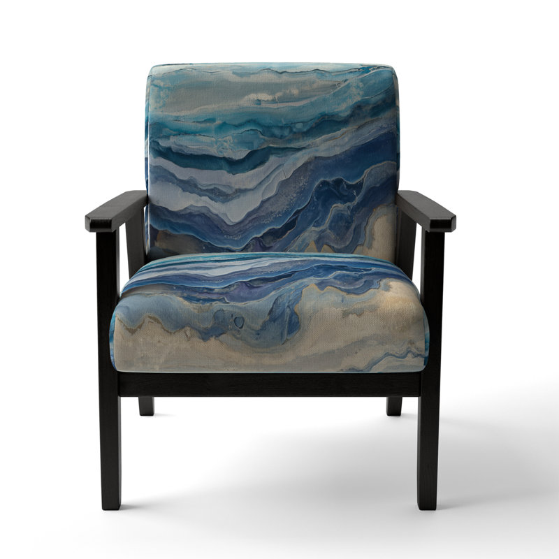 Chaise d'appoint rembourrée Coast Sea Waves Watercolor, Mélange de polyester orange / brun