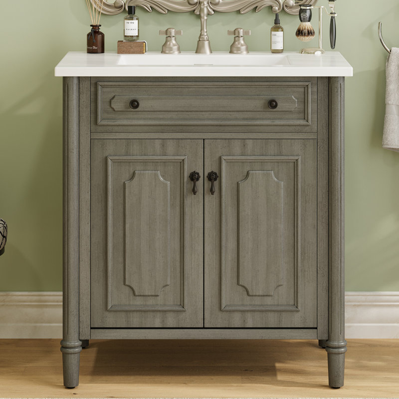 Meuble-lavabo 31 po avec lavabo, Gris antique