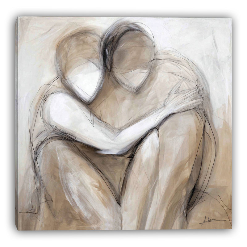 «Quiet Embrace», art mural sur toile tendue, l 40 po x H 40 po x P 1,5 po