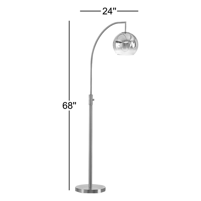 Eilleen 68'' Arched Floor Lamp, Chrome, Brushed Nickel