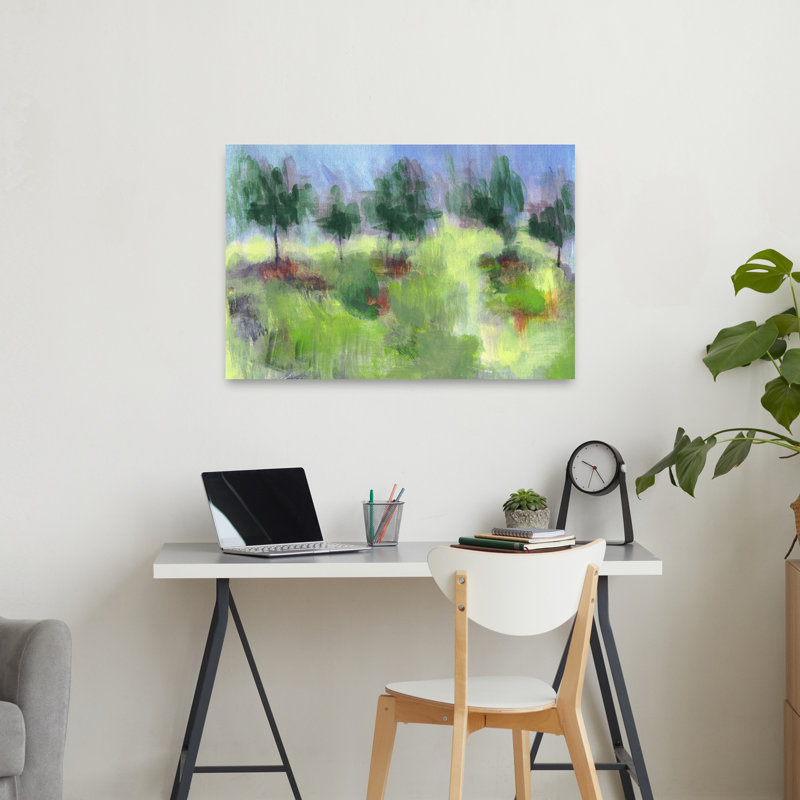 Impressionniste, arbres verts impressionnistes, paysage moderne impressionniste, art mural, H 24 po x l 36 po